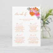 ピンクとオレンジの花柄ドリンク イフ 結婚前祝賀会 ゲーム 招待状 (スタンド正面)