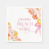 ピンクとオレンジの花柄 ブライダルシャワー スタンダードカクテルナプキン (正面)