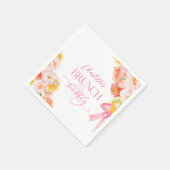 ピンクとオレンジの花柄 ブライダルシャワー スタンダードカクテルナプキン (角)