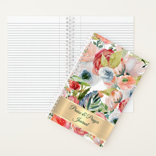 ピンクとオレンジの花柄 賛美と祈りの日記 ノートブック (内側)