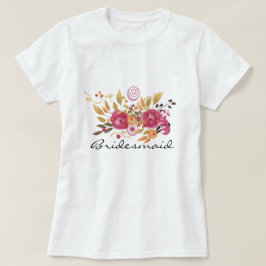 ピンクとオレンジの花花花花花花花花束花嫁のメイド Tシャツ