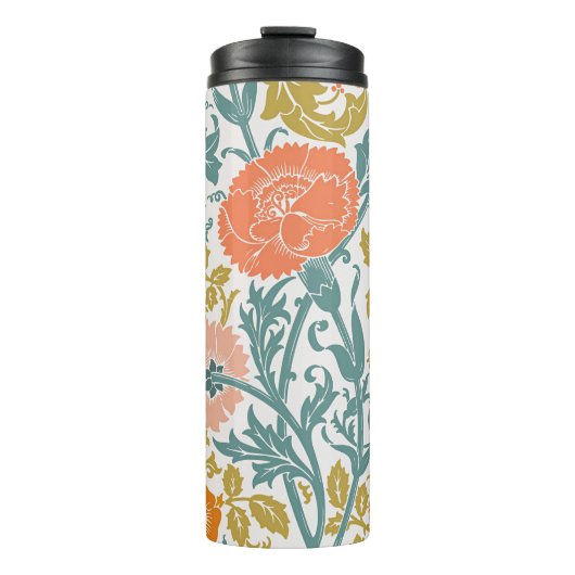 ピンクとオレンジの花、グラフィックヴィンテージアート タンブラー (正面)
