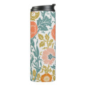 ピンクとオレンジの花、グラフィックヴィンテージアート タンブラー (回転左)