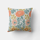 ピンクとオレンジの花、ヴィンテージグラフィックアート クッション (裏面)