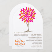 ピンクとオレンジの菊の童話の森 招待状 (正面/裏面)