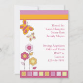 ピンクとオレンジの蝶のベビーシャワー招待状 招待状 (裏面)