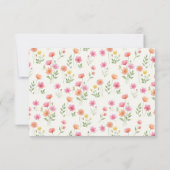 ピンクとオレンジの野の花のウエディングRSVPカード 出欠カード (裏面)
