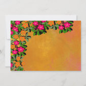 ピンクとオレンジの野生の花の結婚式出欠確認 招待状 (裏面)