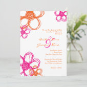 ピンクとオレンジの野生の花 5x7 結婚式招待状 招待状 (スタンド正面)