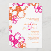 ピンクとオレンジの野生の花 5x7 結婚式招待状 招待状 (正面/裏面)