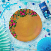 ピンクとオレンジの野花 ペーパープレート (パーティー)