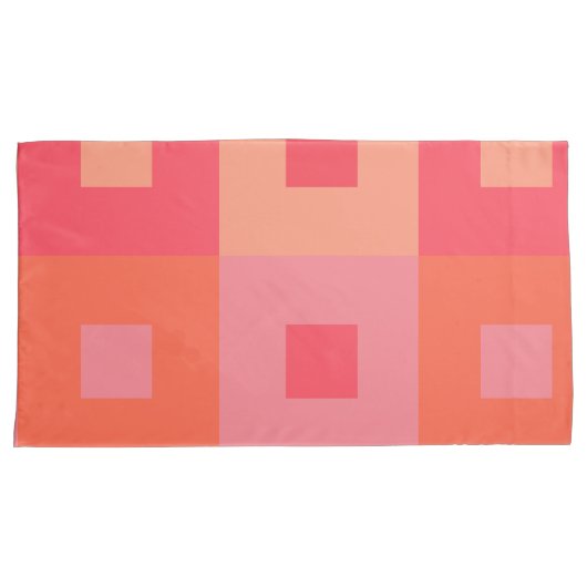 ピンクとオレンジの長方形 枕カバー (正面右)
