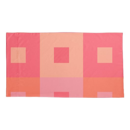 ピンクとオレンジの長方形 枕カバー (裏面-左)