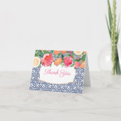 ピンクとオレンジの青いタイルのシャワ地中海のー サンキューカード (正面)