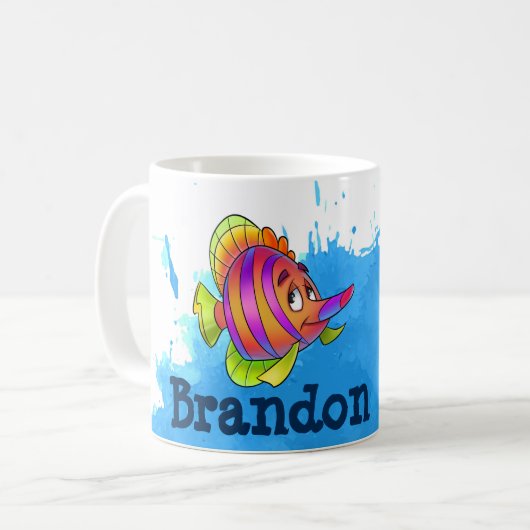 ピンクとオレンジの魚 コーヒーマグカップ (正面左)