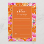 ピンクとオレンジの鮮やかな夏のガーデンウェディング アドバイスカード (正面)