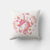 ピンクとオレンジのTシャツのユニコーン クッション (裏面)