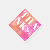 ピンクとオレンジはっきりしたの抽象芸術あり結婚 スタンダードカクテルナプキン (角)