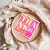 ピンクとオレンジはっきりしたの抽象芸術あり結婚 スタンダードカクテルナプキン