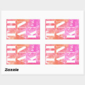 ピンクとオレンジはっきりしたサンキュー結婚式の引き出物 長方形シール (シート)