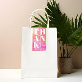 ピンクとオレンジはっきりしたサンキュー結婚式の引き出物 長方形シール