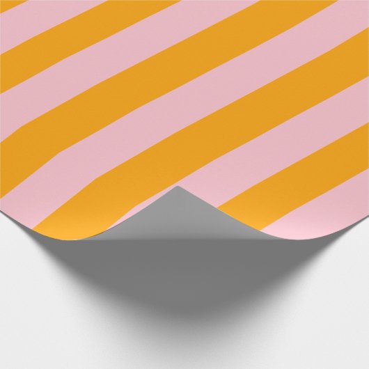 ピンクとオレンジを誓う前にストライプの動く ラッピングペーパー (角)
