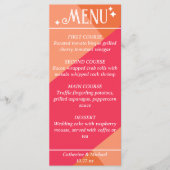 ピンクとオレンジカラフルのレトロジオメト結婚リ メニュー (正面)