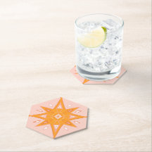 ピンクとオレンジスターズ幾何学的デザインボホ