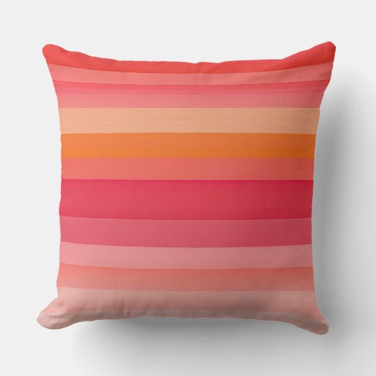 ピンクとオレンジストライプ色 クッション (正面)