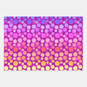 ピンクとオレンジストライプ色、水玉模様 ラッピングペーパーシート (正面2)
