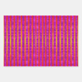 ピンクとオレンジストライプ色、水玉模様 ラッピングペーパーシート (正面)