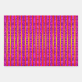 ピンクとオレンジストライプ色、水玉模様 ラッピングペーパーシート