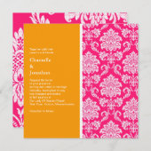 ピンクとオレンジダマスクウェディング招待状 招待状 (正面/裏面)