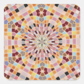 ピンクとオレンジモザイク万華鏡のように千変万化するパターン スクエアシール (正面)