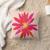 ピンクとオレンジモダンの様式化フローラ枕 クッション (ブランケット)