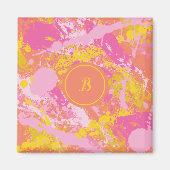 ピンクとオレンジモノグラム マグネット (正面)