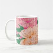 ピンクとオレンジ淡い色ののバラの花 コーヒーマグカップ (左)