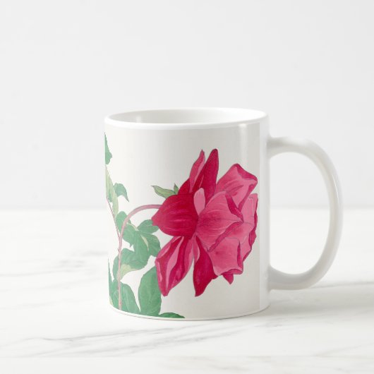 ピンクとオレンジ淡い色ののバラの花 コーヒーマグカップ (右)