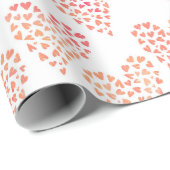 ピンクとオレンジ点々のあるのハートバレンタインデー ラッピングペーパー (ロールコーナー)