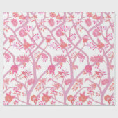 ピンクとオレンジ牡丹ブランチ ラッピングペーパー (フラット)