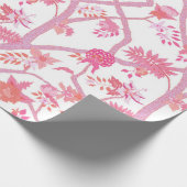 ピンクとオレンジ牡丹ブランチ ラッピングペーパー (角)