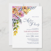 ピンクとオレンジ結婚のフローラのパーティー 招待状 (正面)