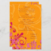 ピンクとオレンジ結婚のフローラカード (正面/裏面)