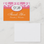 ピンクとオレンジ結婚の感謝 名刺 (正面/裏面)
