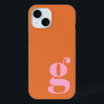 ピンクとオレンジ色のミニマルな可愛らしいモノグラム文字 iPhone 15ケース<br><div class="desc">ピンクとオレンジのiPhone 13ケースの可愛いミニマルなモノグラム文字</div>