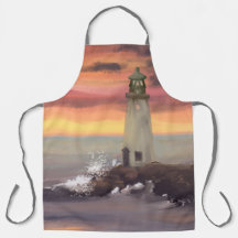 ピンクとオレンジ色の空を持つ海岸灯台