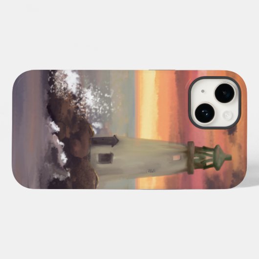 ピンクとオレンジ色の空を持つ海岸灯台 Case-Mate iPhoneケース (裏面 (横))