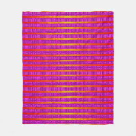 ピンクとオレンジ、ストライプとプレイド フリースブランケット