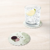 ピンクとカベルネの花の緑 ペーパーコースター (インサイチュ)