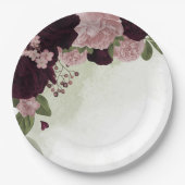 ピンクとカベルネの花の緑 ペーパープレート (正面)
